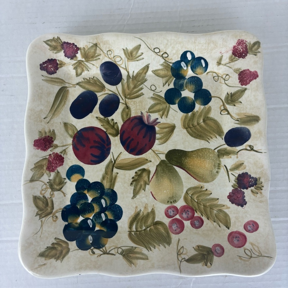 Today’s Living Ceramic -Square Platter/Serve Tray-Fruit/Pear/Grapes/Berries
